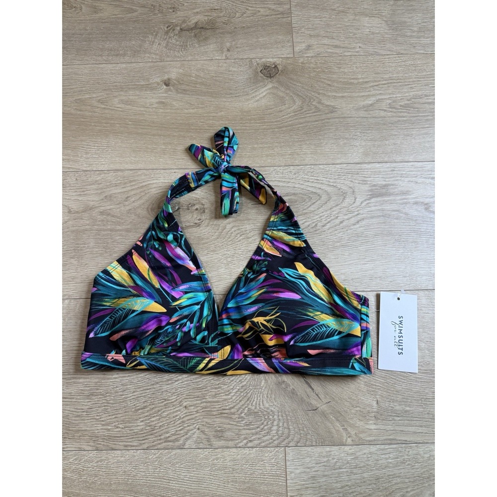 NWT Swimsuits For All‎ Bikini Top Triangle Padded Tropical Size 8